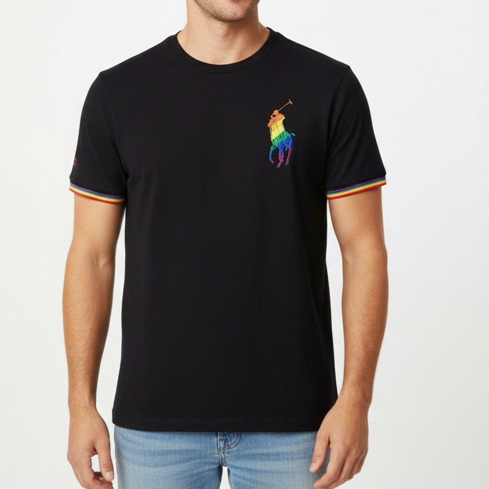 Polo by Ralph Lauren Black and Red Short Sleeve Tees Men’s